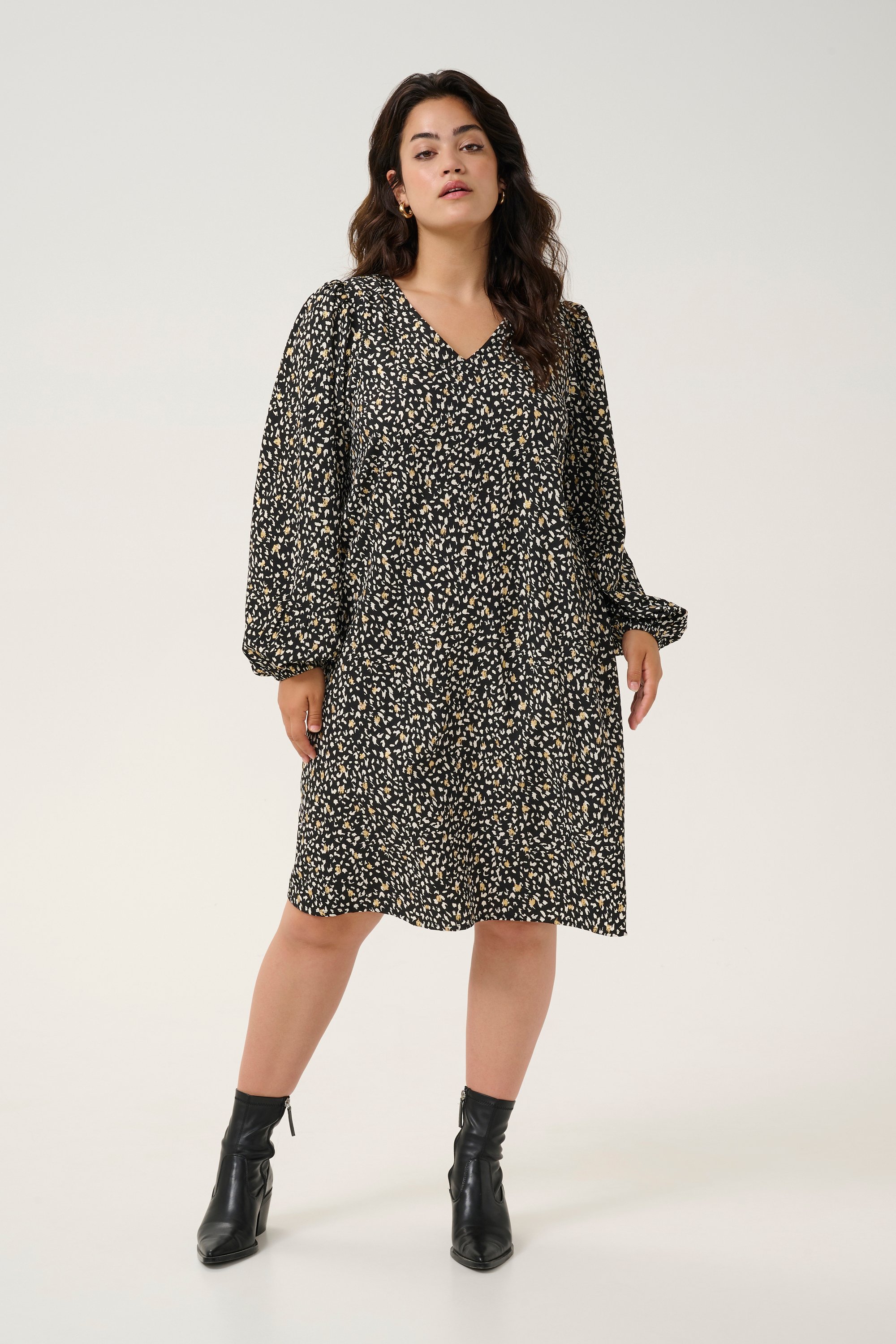 Kleid A-shape black multi