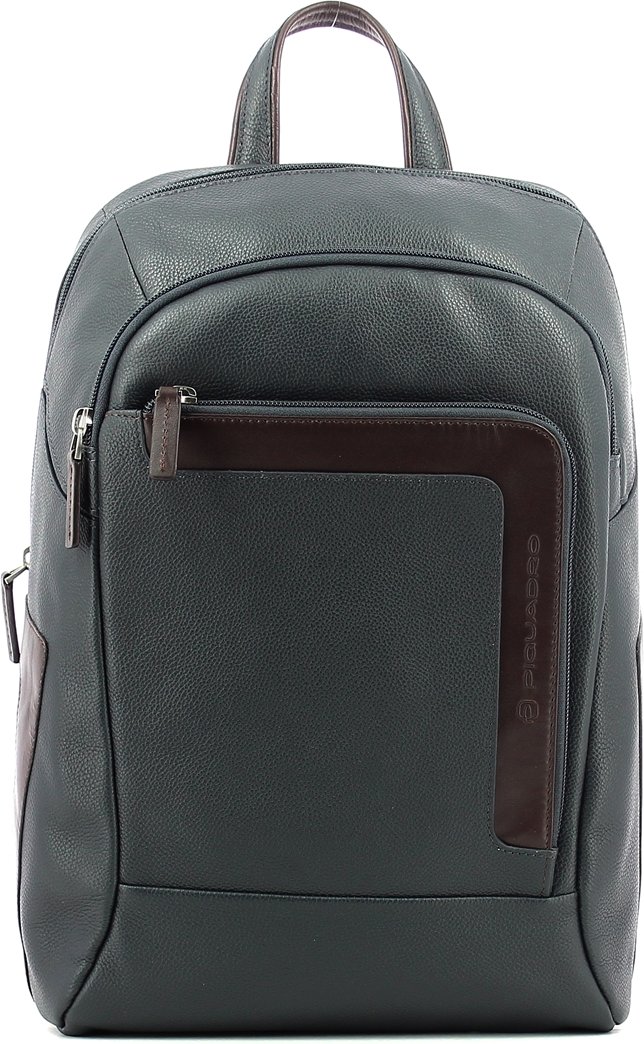 Laptop-Rucksack aus Leder 14.0 Piquadro BLU/MARRONE