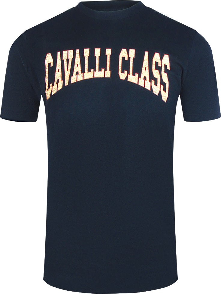 Cavalli Class Varsity Logo Marineblaues T-shirt