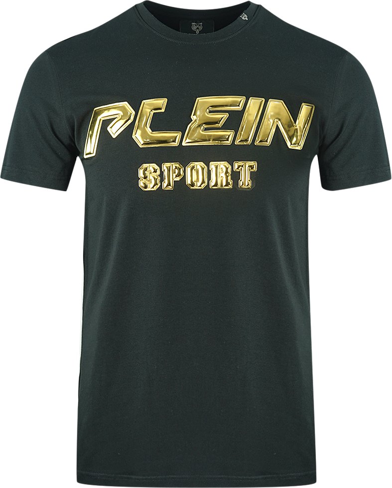 Plein Sport Gold Logo Schwarzes T-Shirt
