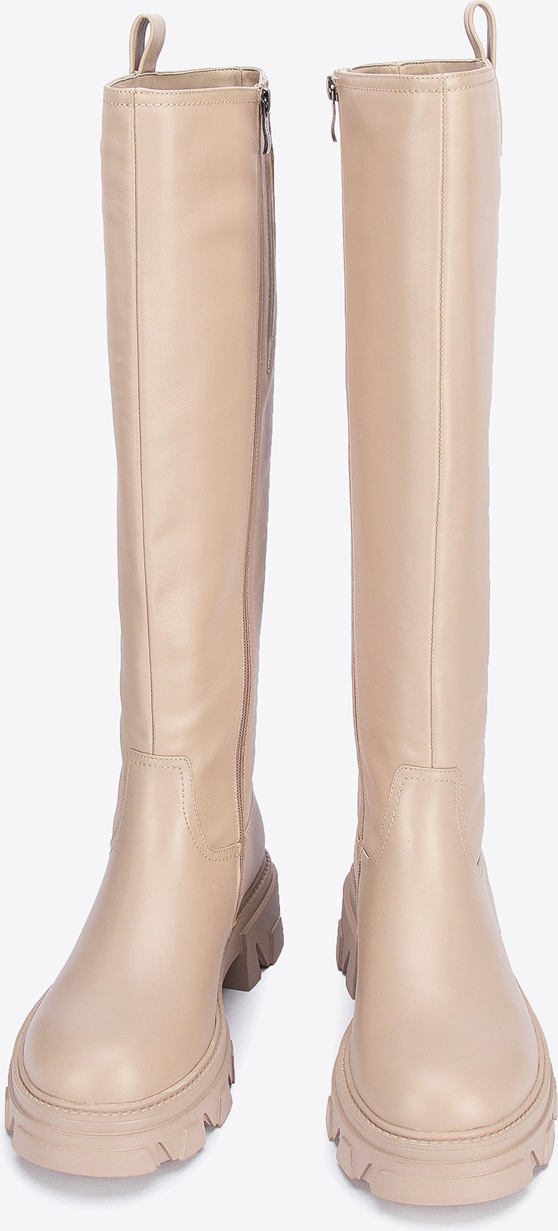 Wittchen Damen-Lederstiefel mit dicken Sohlen, beige, Naturleder