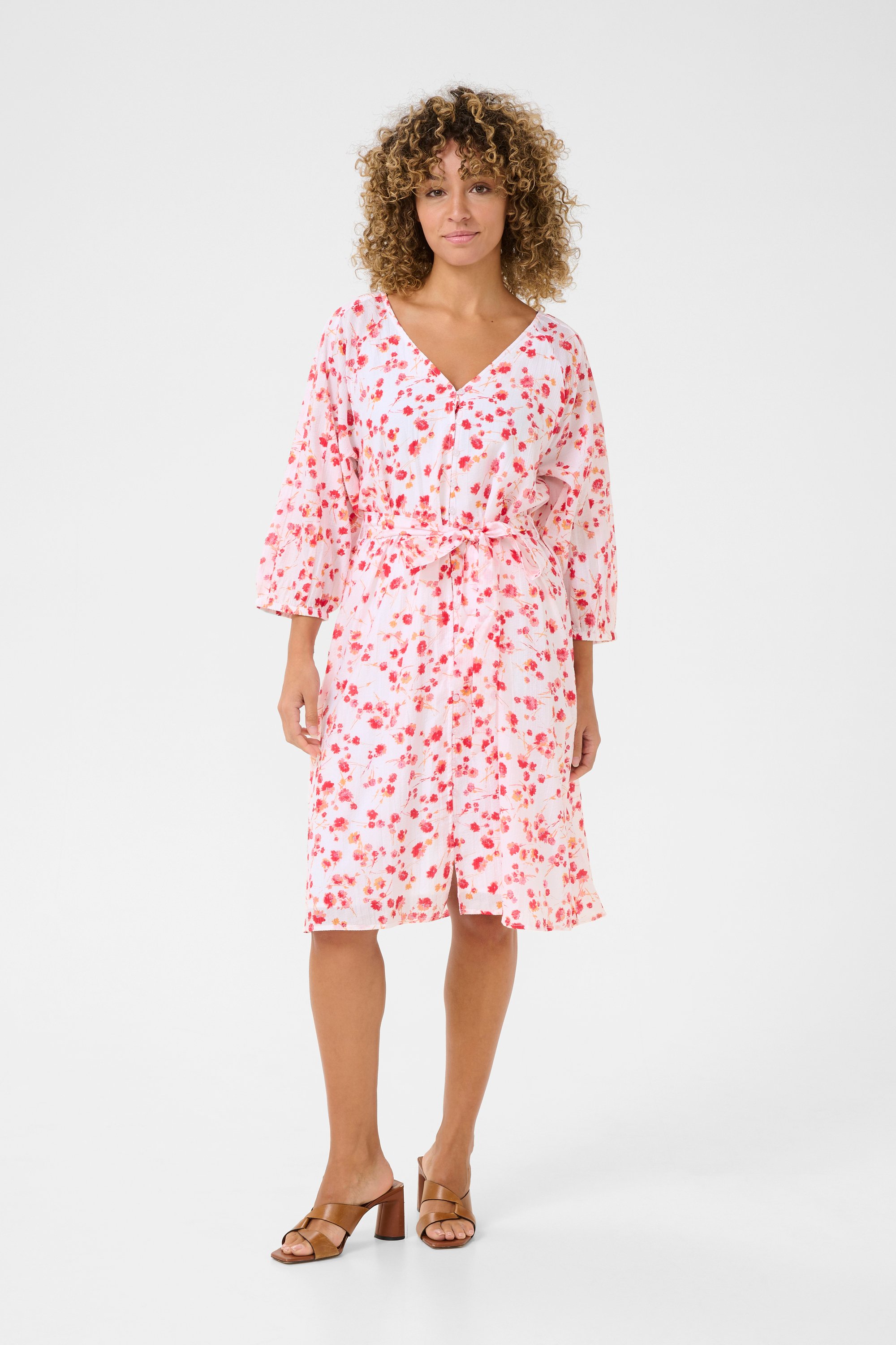 Kleid A-shape pink white