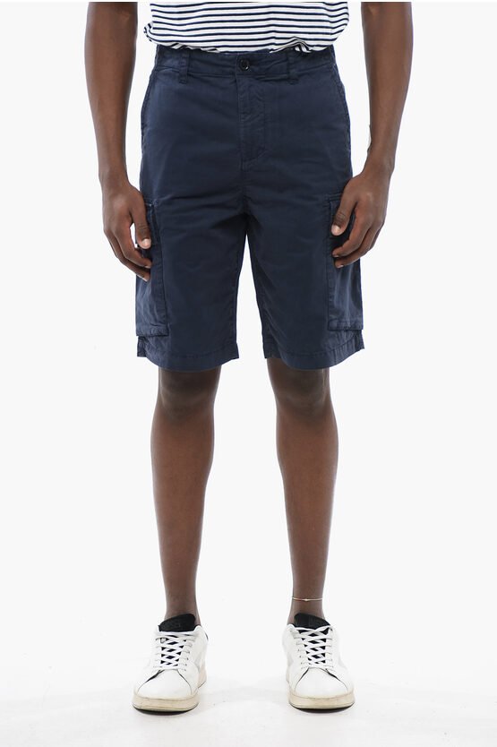 Baumwoll-Cargo-Shorts mit Gürtelschlaufen in Blau