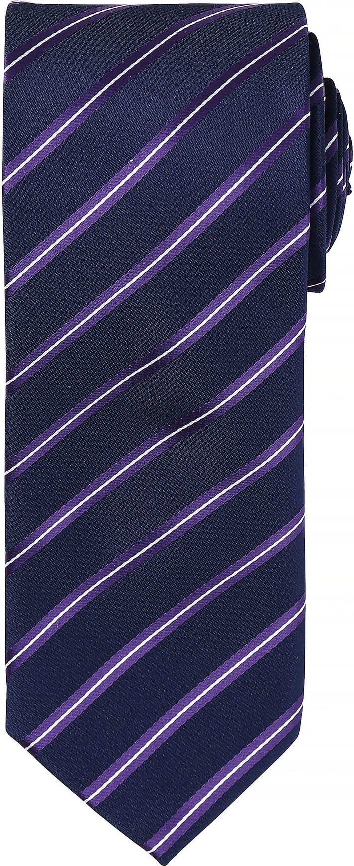Thumbnail - Premier Mens Sports Streifendesign Formal Work Krawatte (Navy/ Lila)
