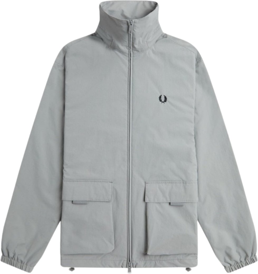 Thumbnail - Fred Perry Jacke mit aufgesetzter Tasche und Reißverschluss in Grau