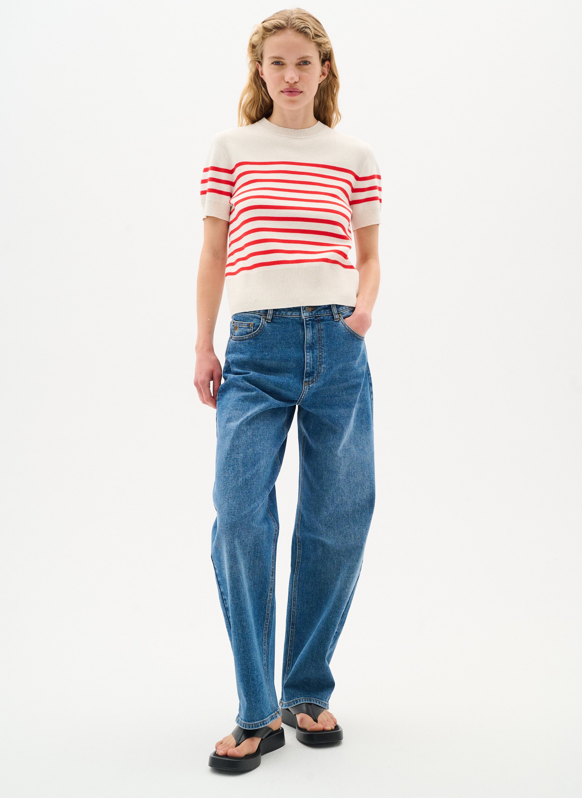 Strickpullover Classic fit white red