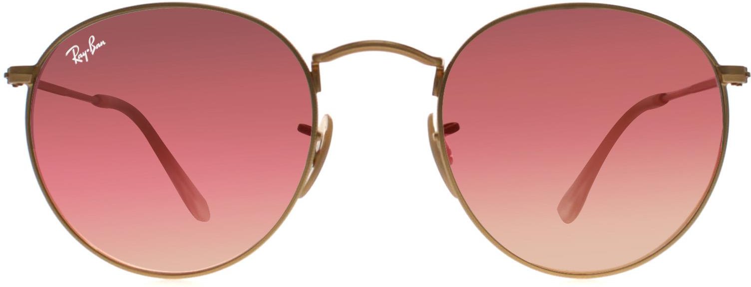 Lunettes De Soleil Ray-Ban Rond En Métal 3447 112/Z2 Miroir Flash En Cuivre En Or