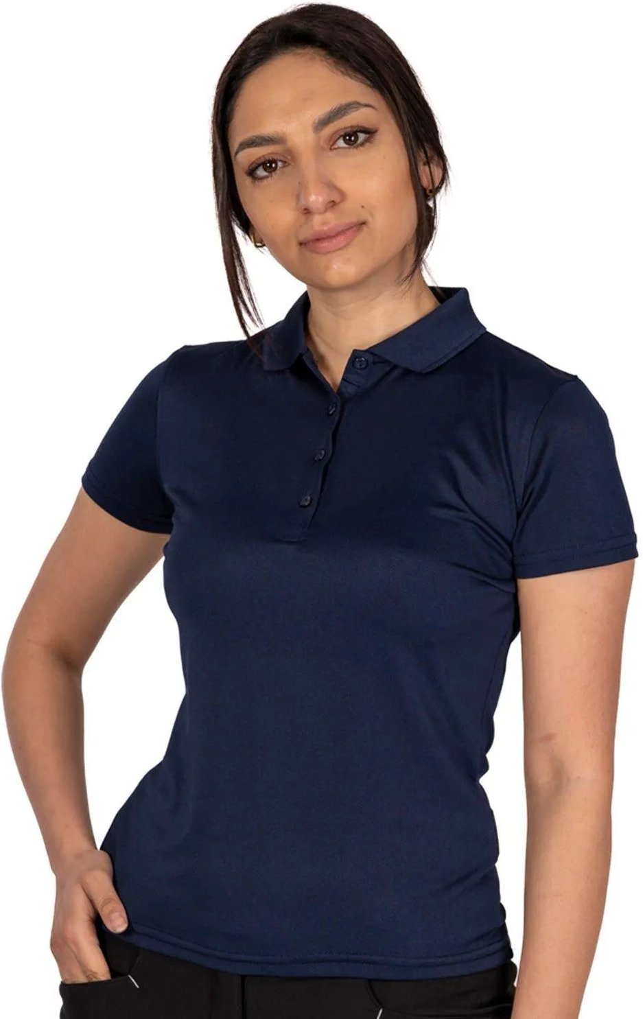 Island Green - "Classic" Poloshirt für Damen - Emblem (Marineblau)