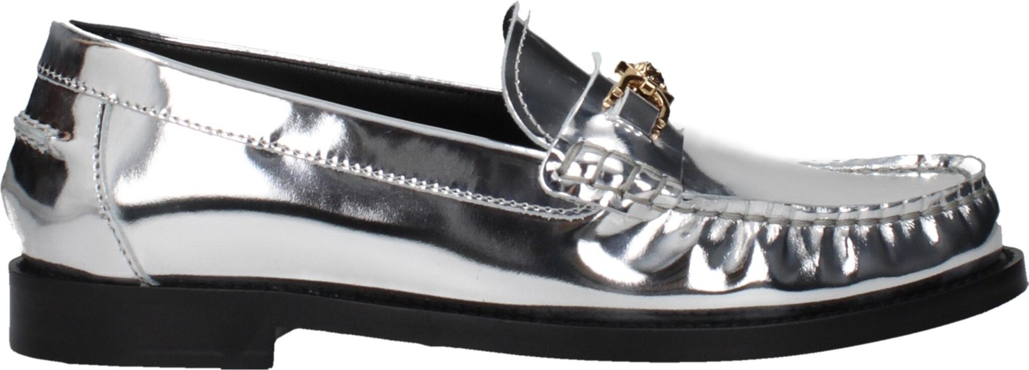 Silberne Leder-Laufschuhe