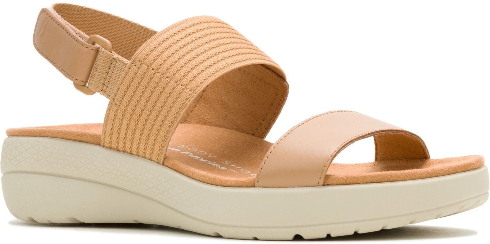 Hush Puppies Breathe Slingback Leder Damen Sandalen Tan Standard