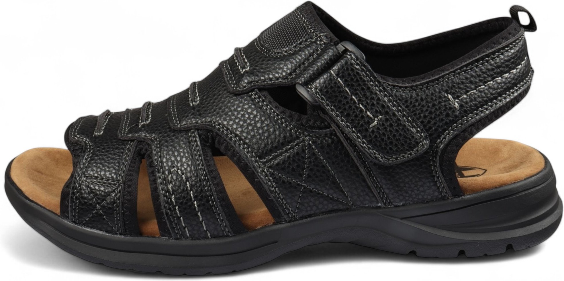 Schwarze, leichte, lässige Sandalen für Herren mit offener Zehenpartie