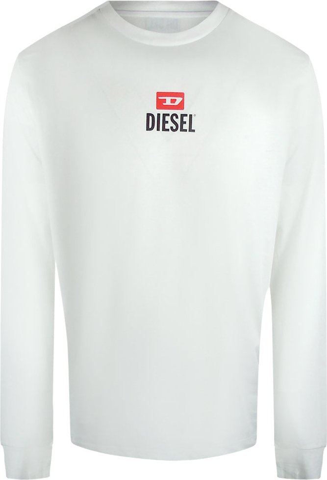 Diesel - Weißes Langarm-t-shirt Mit Neuem D-logo