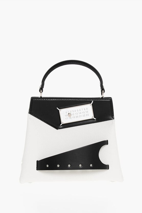 Zweifarbige SNATCHED Umhängetasche aus Leder in Schwarz & Weiß