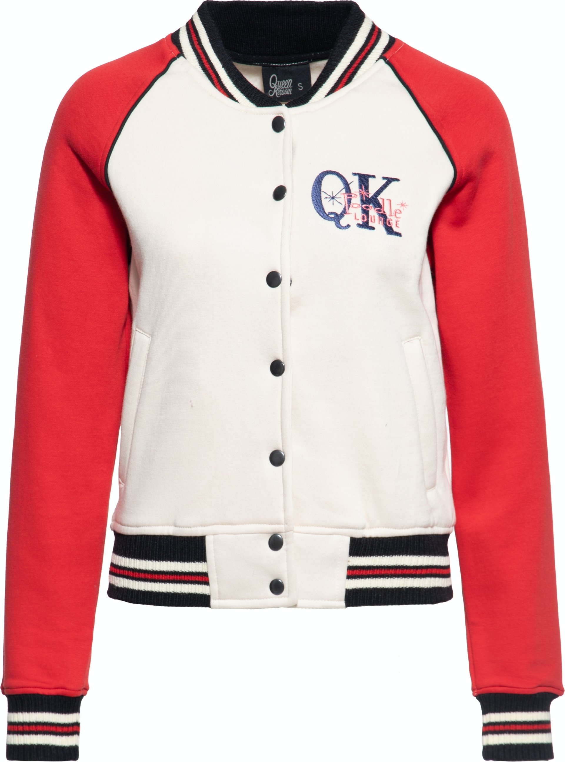 Queen Kerosin Damen College Sweatjacke Poodle Lounge rot