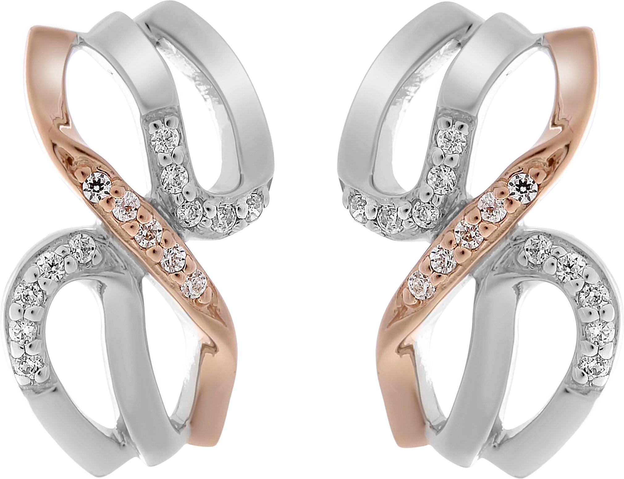 Orphelia 'Sally' Ohrstecker für Damen, 925er Sterlingsilber, Silber/Roségold ZO-7230