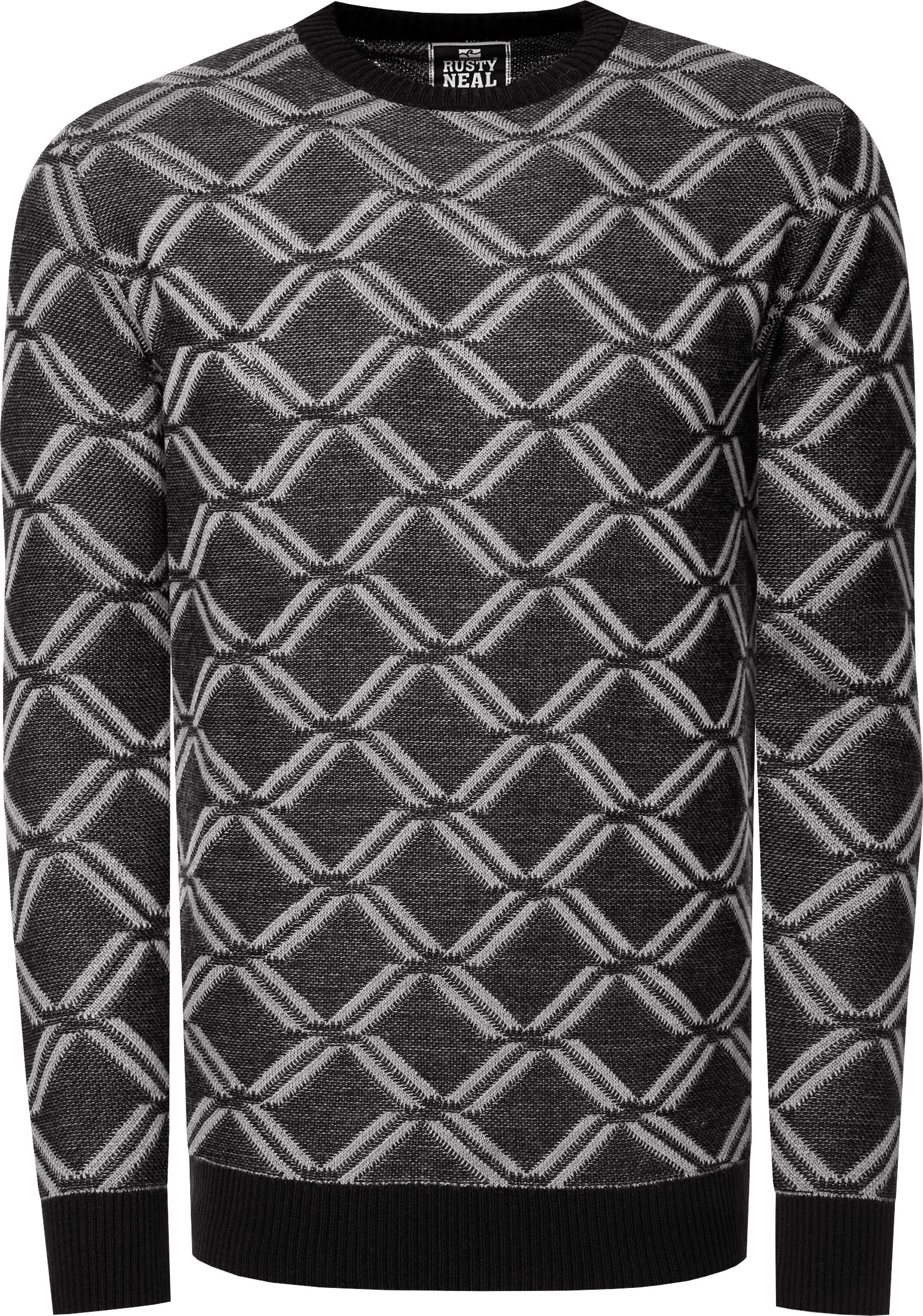 Thumbnail - Feinstrick mit Karo-Muster Rundhals-Pullover