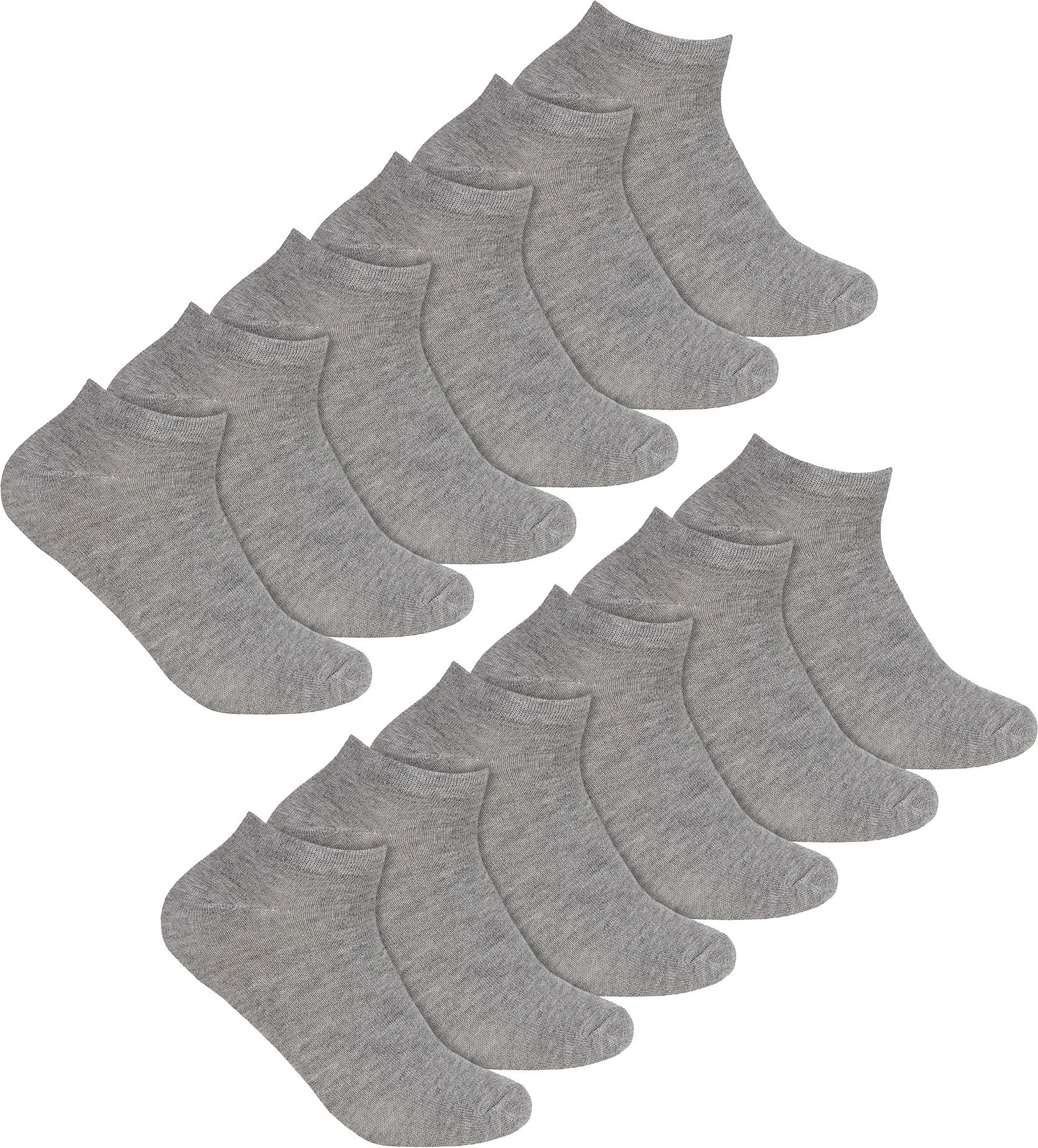 12 Paar Multipack Ladies Bamboo Trainer Atmungsaktive Socken - Grau