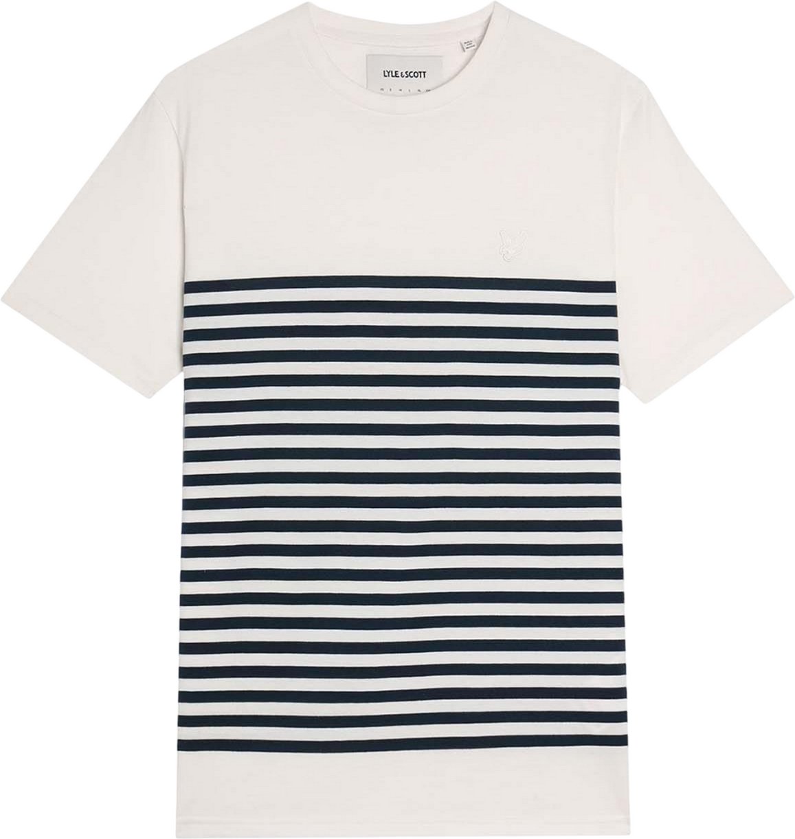 Lyle & Scott Herren Breton-Streifen Leinen-Mischung T-Shirt (Weiß)