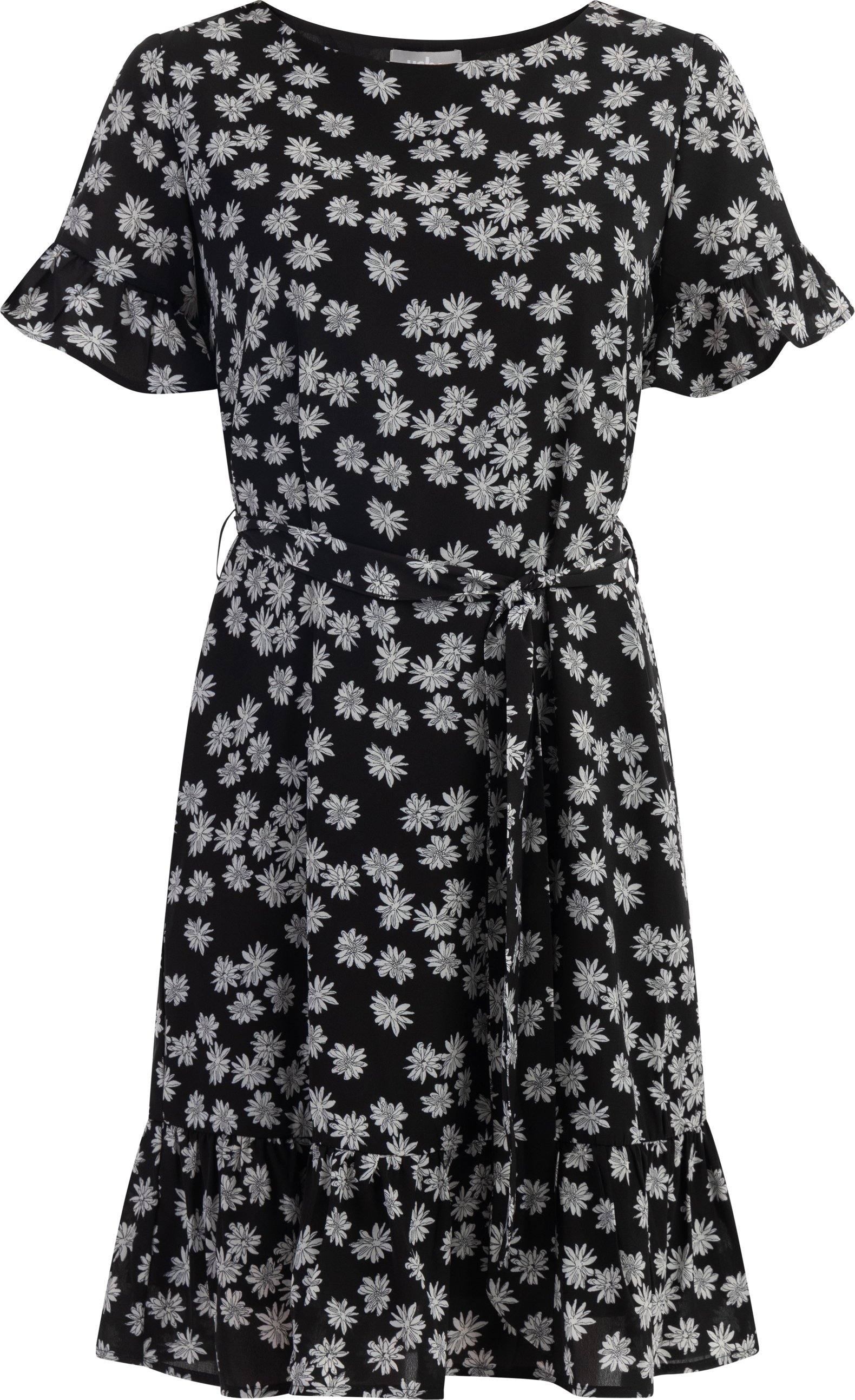 usha Midikleid mit Rüschen Damen schwarz-wollweiß