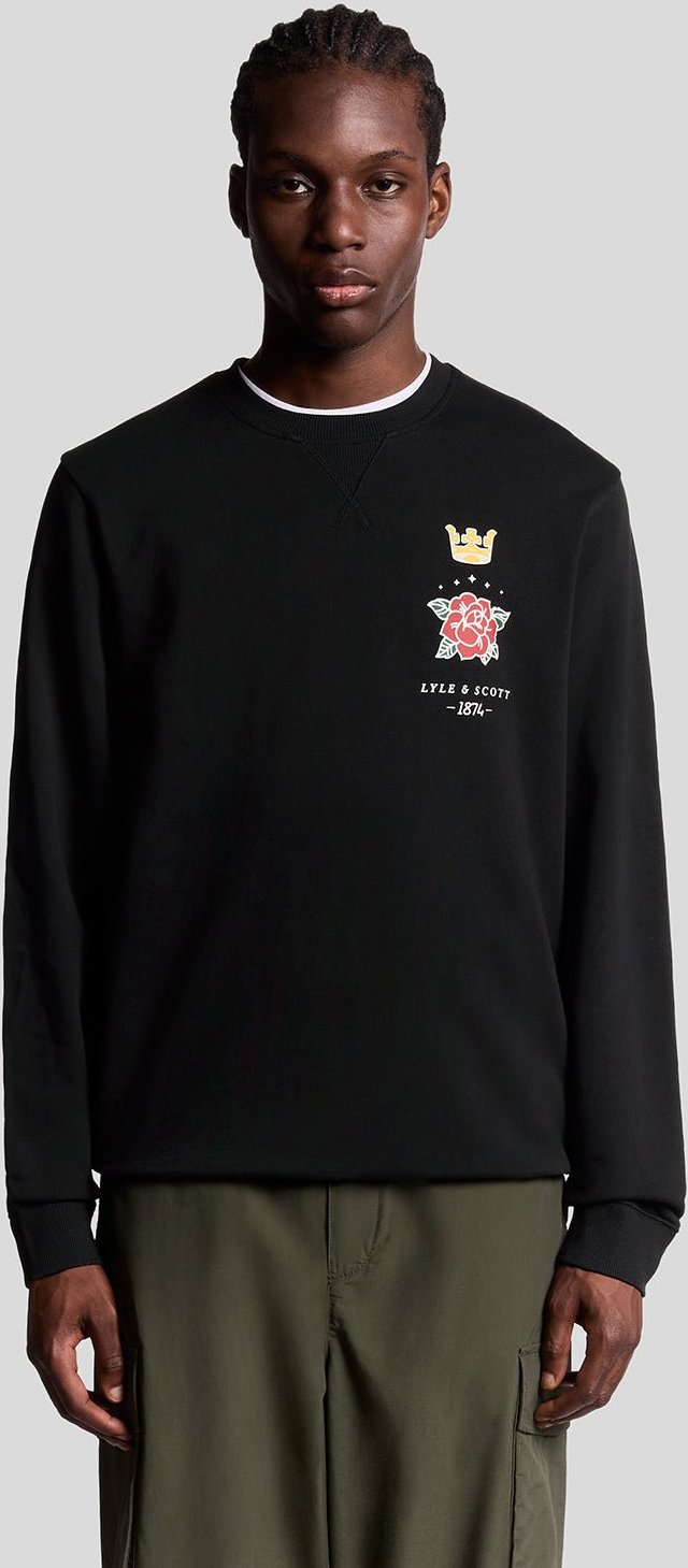 Lyle & Scott Pub Grafik Rundhals Sweatshirt - Schwarz