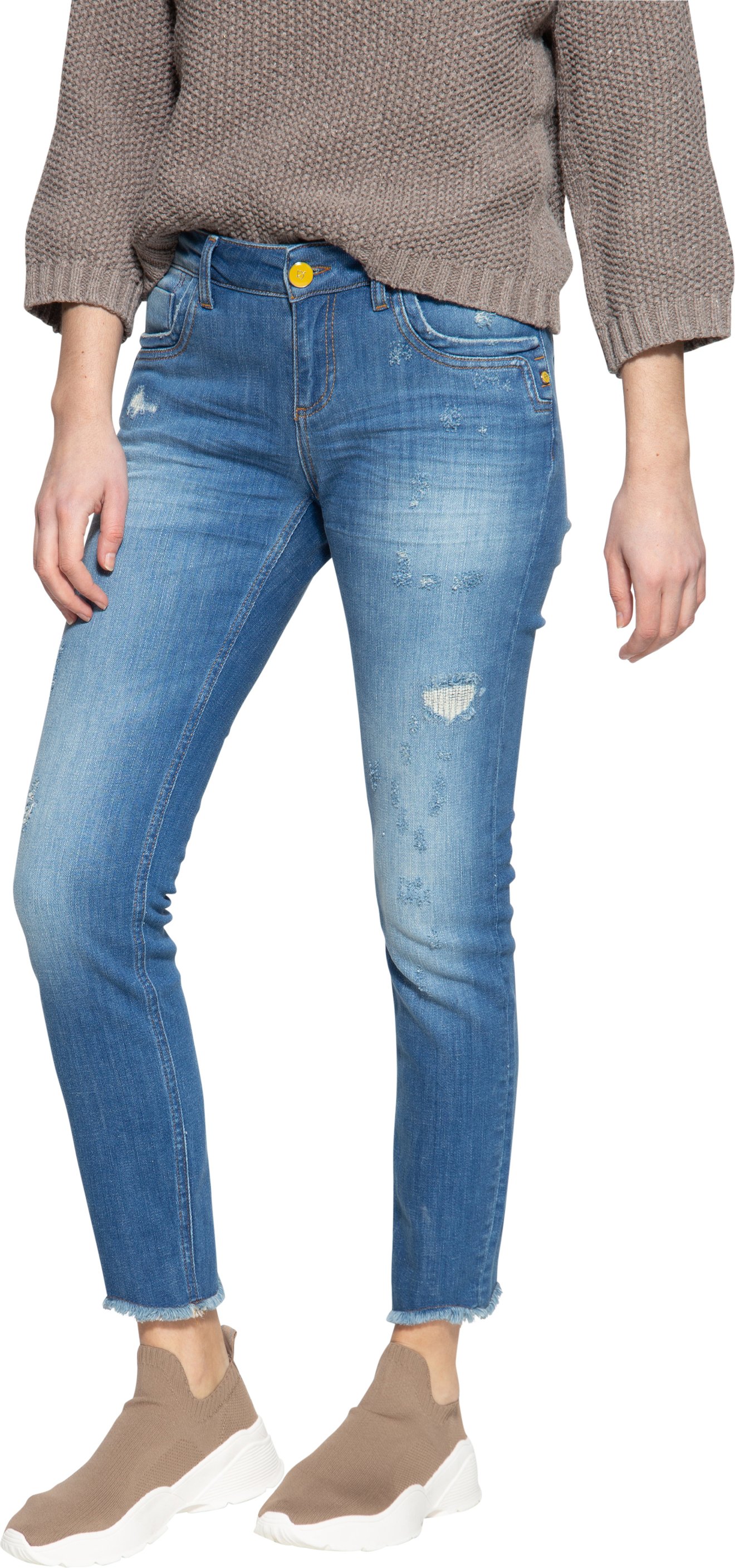 Amor, Truth & Trust Damen 5 Pocket Slim Fit Jeans Leoni blau