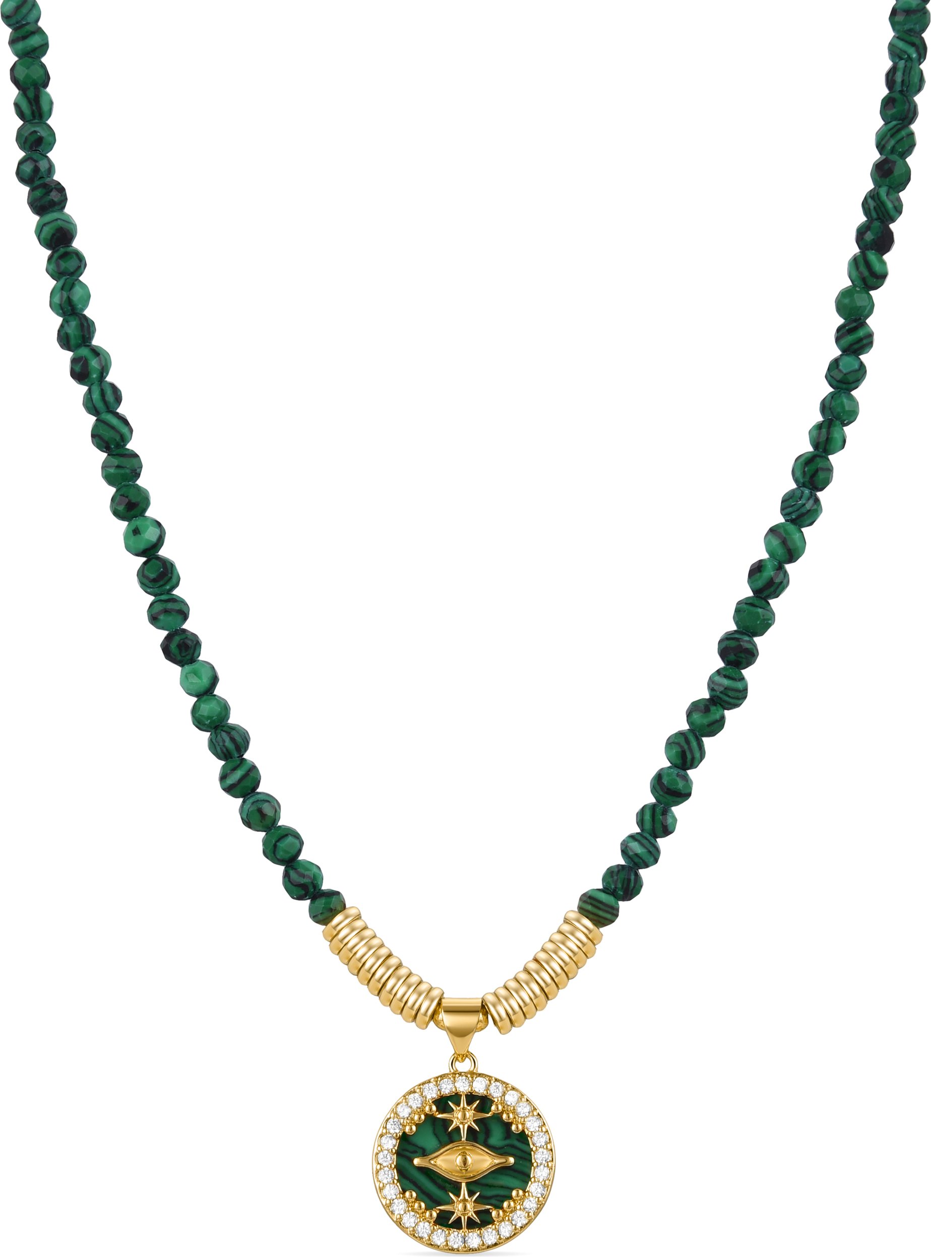 Luxenter Halskette aus 925er Sterlingsilber mit Malachit in 18K Gelbgold - Locare