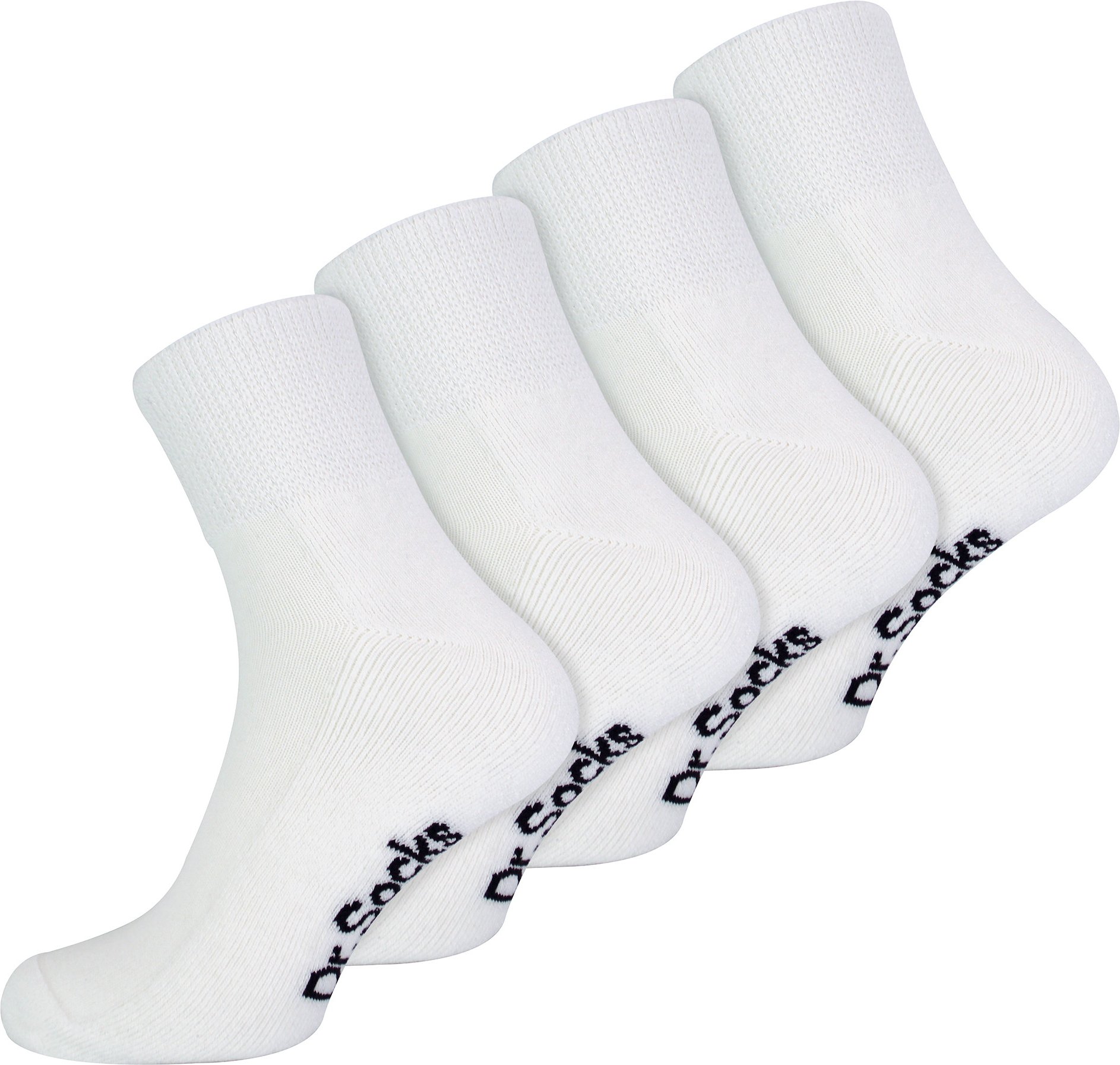 Thumbnail - Herren Bamboo Diabetiker Knöchelsocken | Dr.Socks | Extra Wide Trainer Socken in Schwarz & Weiß - Weiß