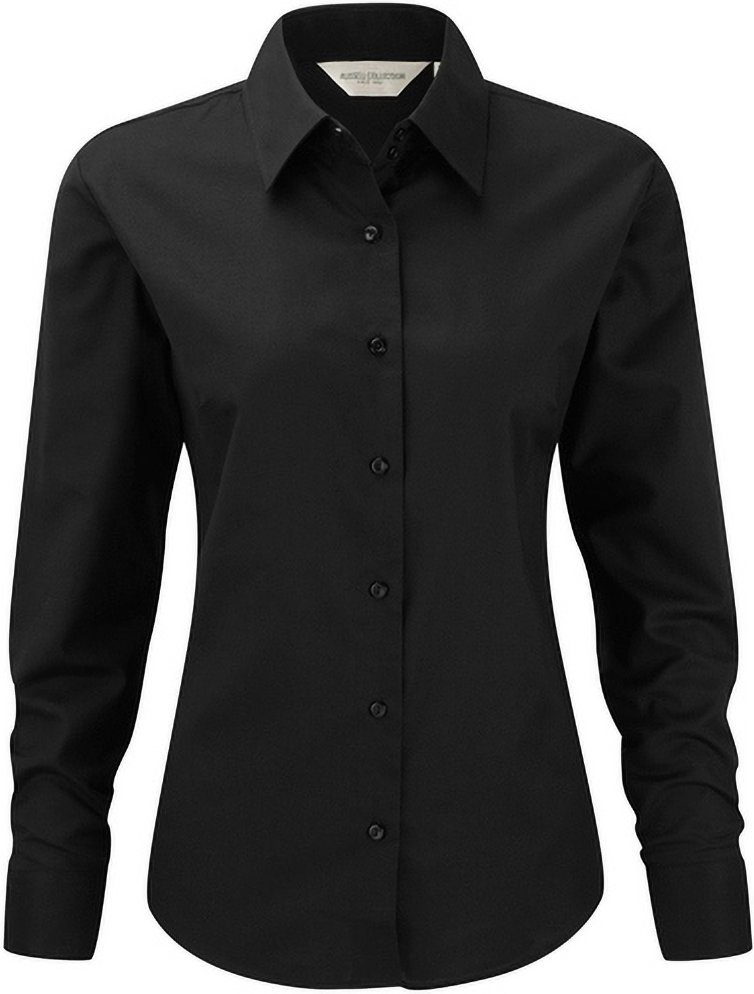 Russell Collection Damen/Damen Langarm Oxford Hemd (Schwarz)
