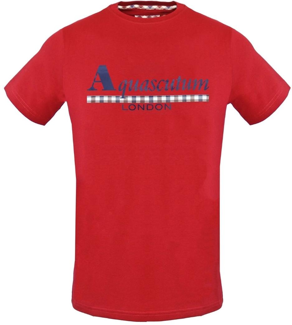 Aquascutum Check Strip Logo Rotes T-Shirt