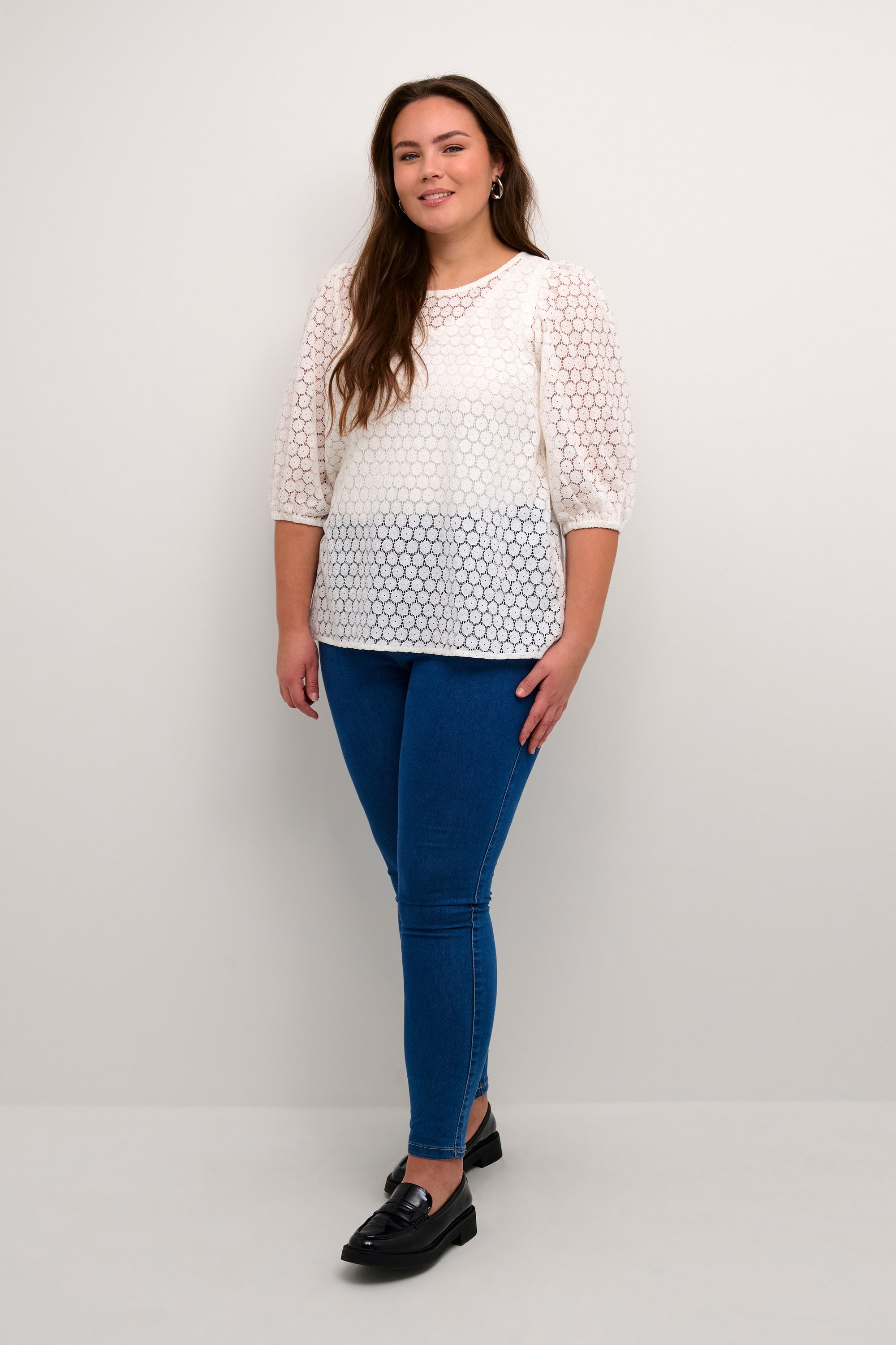 Langarm-Bluse Regular fit Chalk white