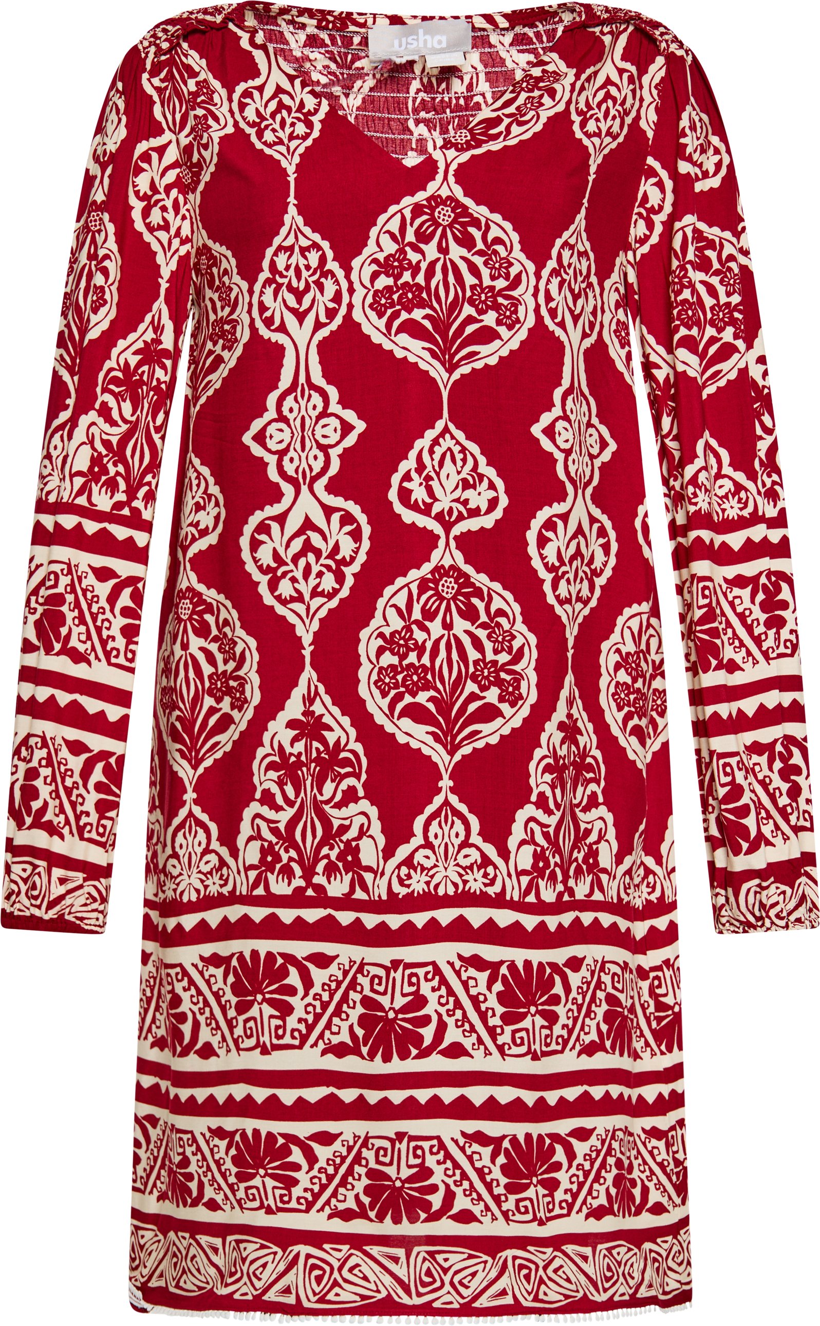 usha Kleid Damen dunkelrot Creme