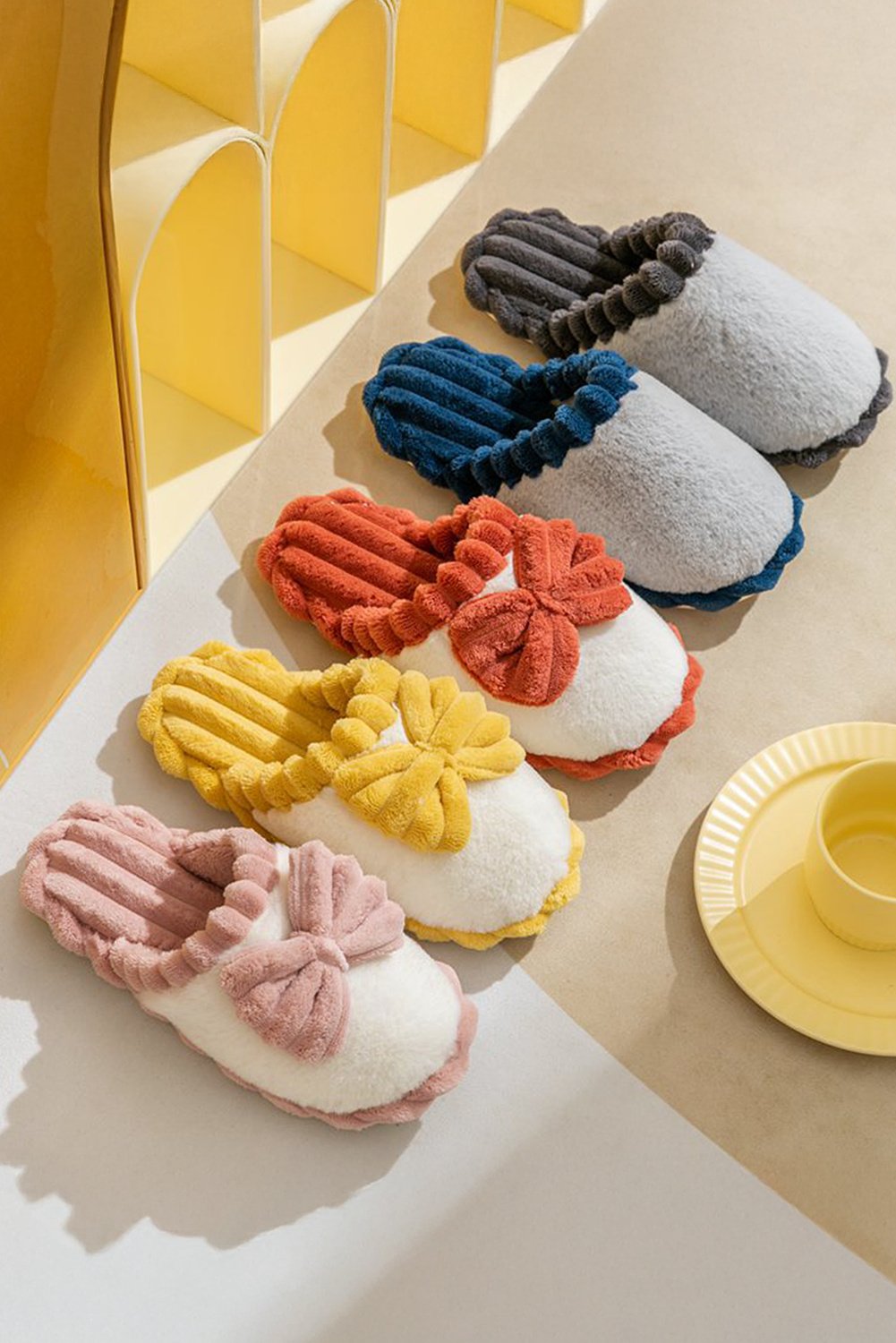 Plüschbogen Hausschuhe Gemütliche Hausschuhe