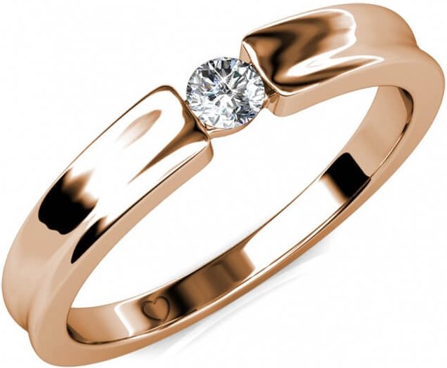 Einfacher Ring - Roségold und Kristall