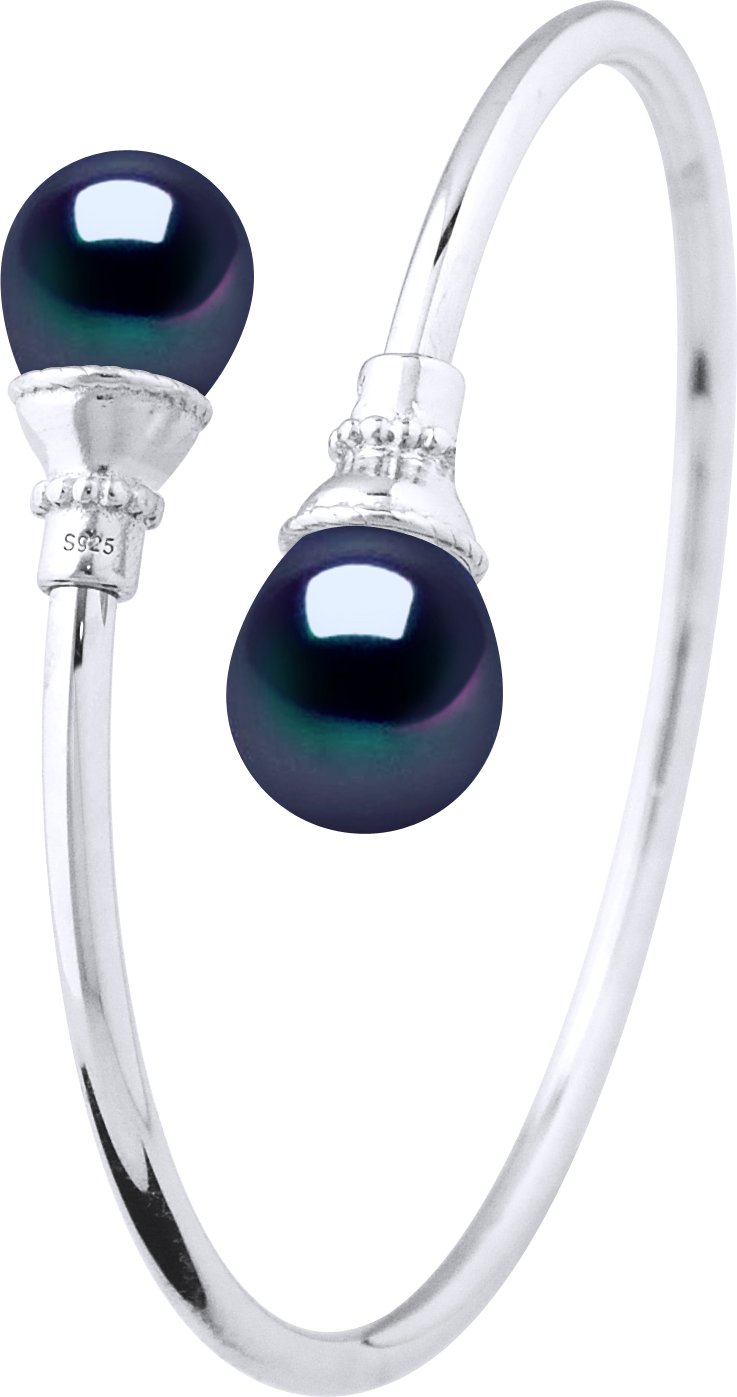 YOU & ME Armband Süßwasserperle 11-12 mm Schwarz 925