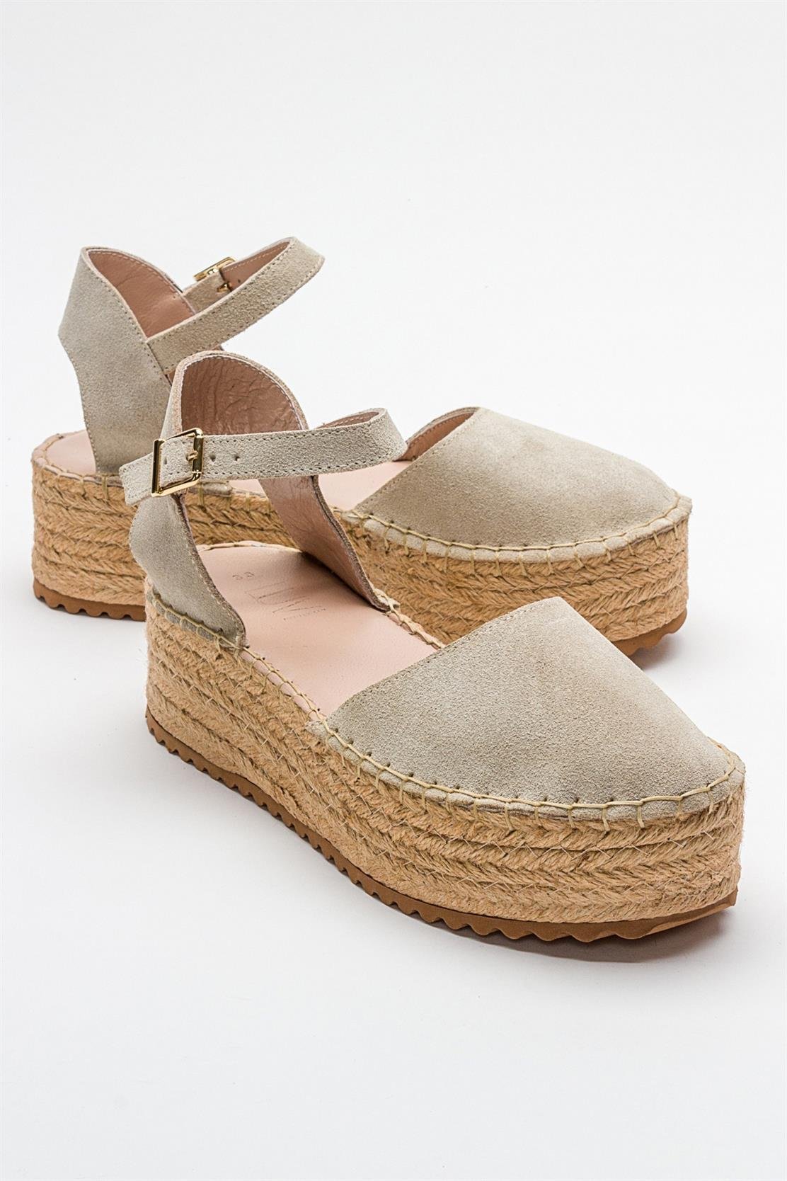 Viba Leder Espadrille Plateau Keilabsatz Sandalen (Damen)