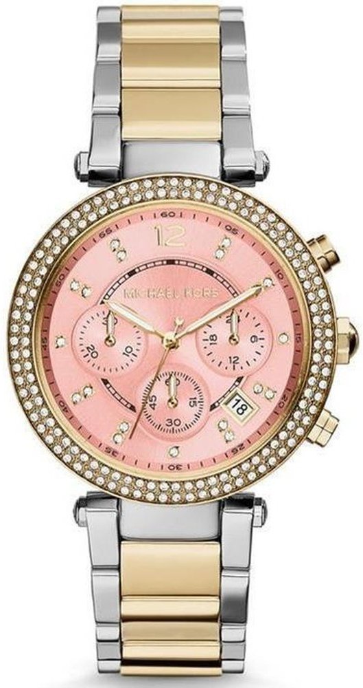 Thumbnail - Michael Kors MK6140 Parker Chronograph Rosa Zifferblatt Zweifarbige Damenuhr