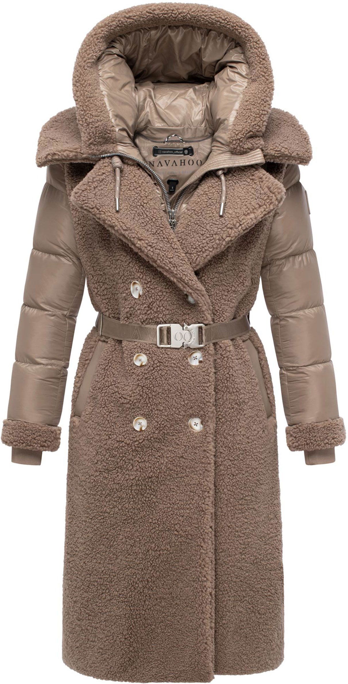 Navahoo Damen Teddymantel Kuscheltraum mit 2-in-1 Stepp-Innenteil