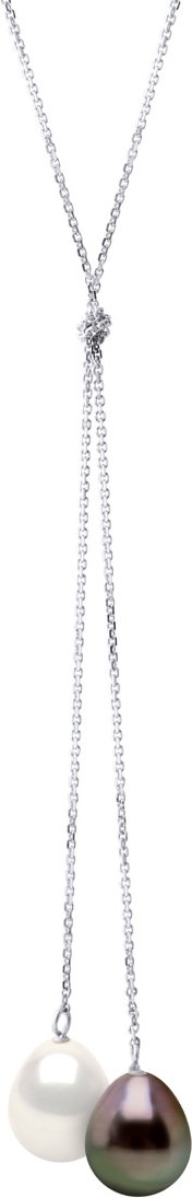 Halskette You & Me – Design KNOT – 2 echte Zuchtperlen Birne 9-10 mm