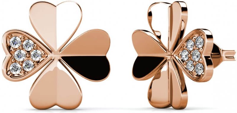 Kleeblatt-Ohrringe - Roségold und Kristall