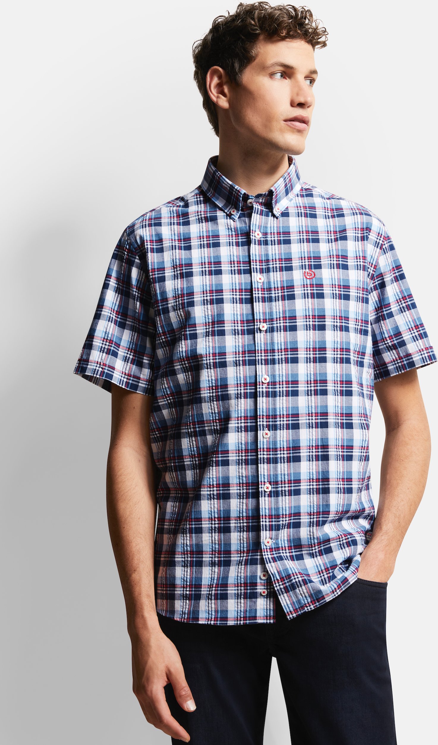 Bugatti Herren Kurzarmhemd mit Karomustern