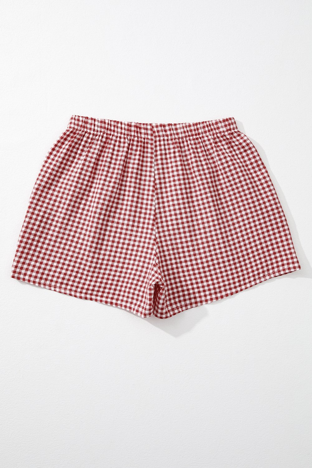 Thumbnail - Rote Karomuster Hohe Taillen Shorts