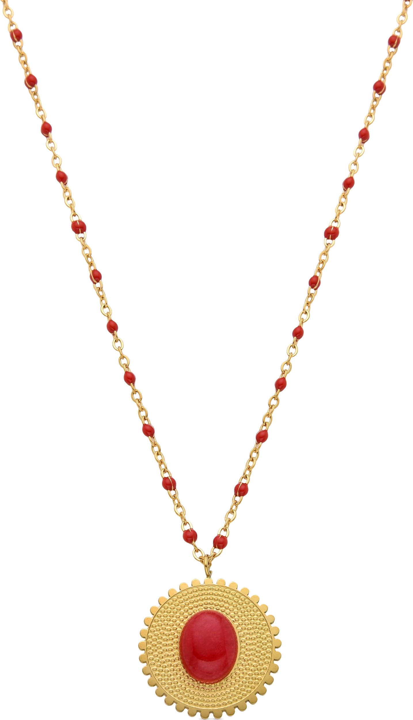 Luxenter Korallenhalsband aus 18K Gelbgold - Zarwa