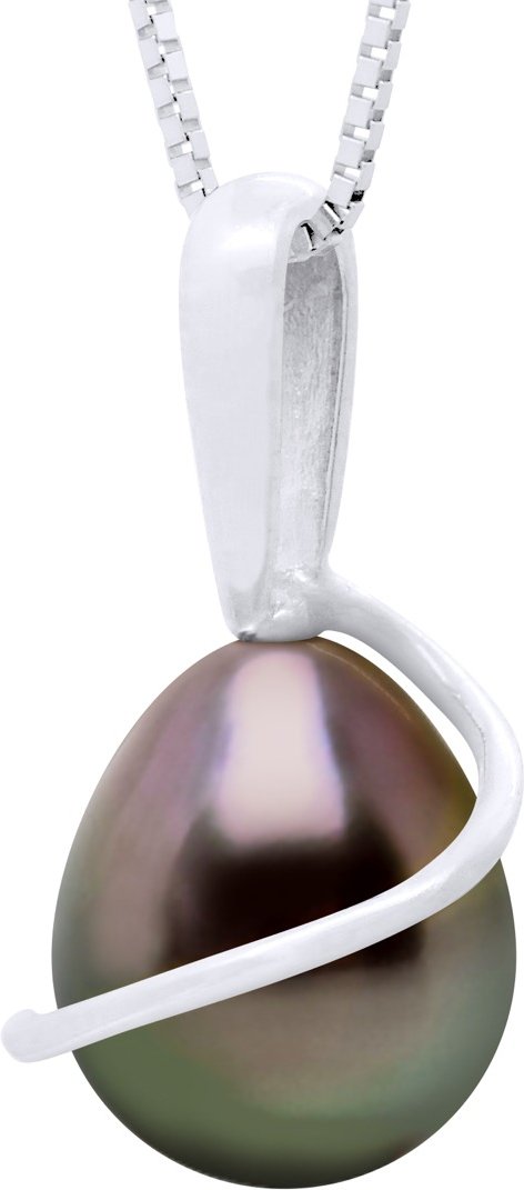 Perlenanhänger mit Retour-Weißgold 375 und echter Tahiti-Zuchtperle Birne 8-9 mm