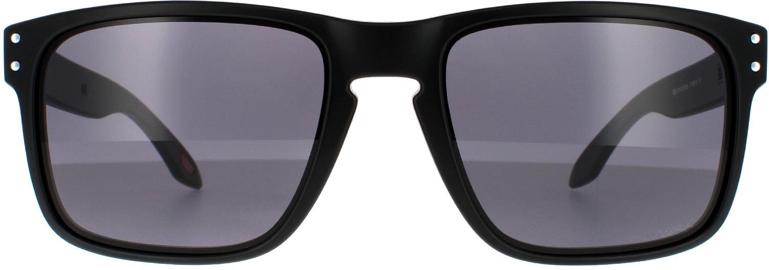 Oakley Rechteckige Herren Sonnenbrille Matt Schwarz Prizm Grau