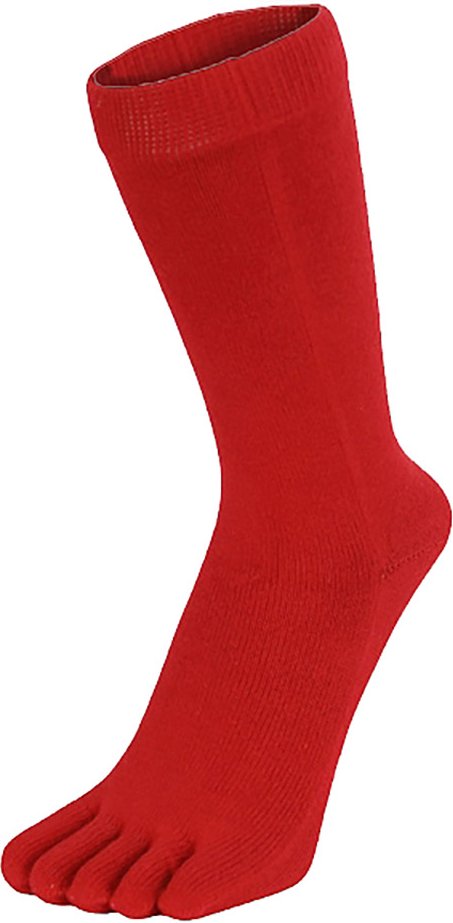 TOETOE - Herren- und Damen-Essential Mittelhöhe Weiche Atmungsaktive Baumwollzehensocken - Rot