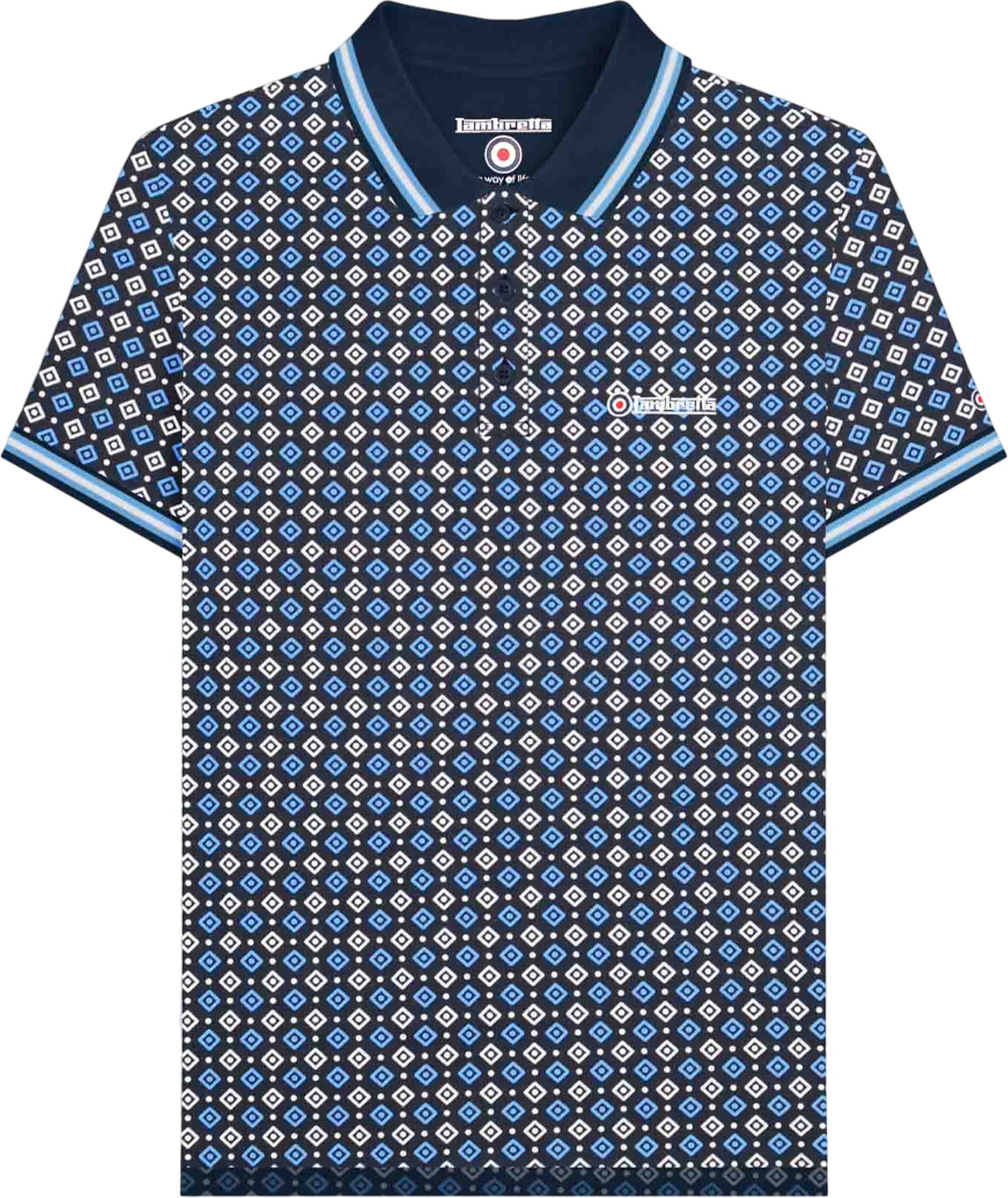 Lambretta - "SS25" Poloshirt für Herren (Marineblau/Azure Blau)