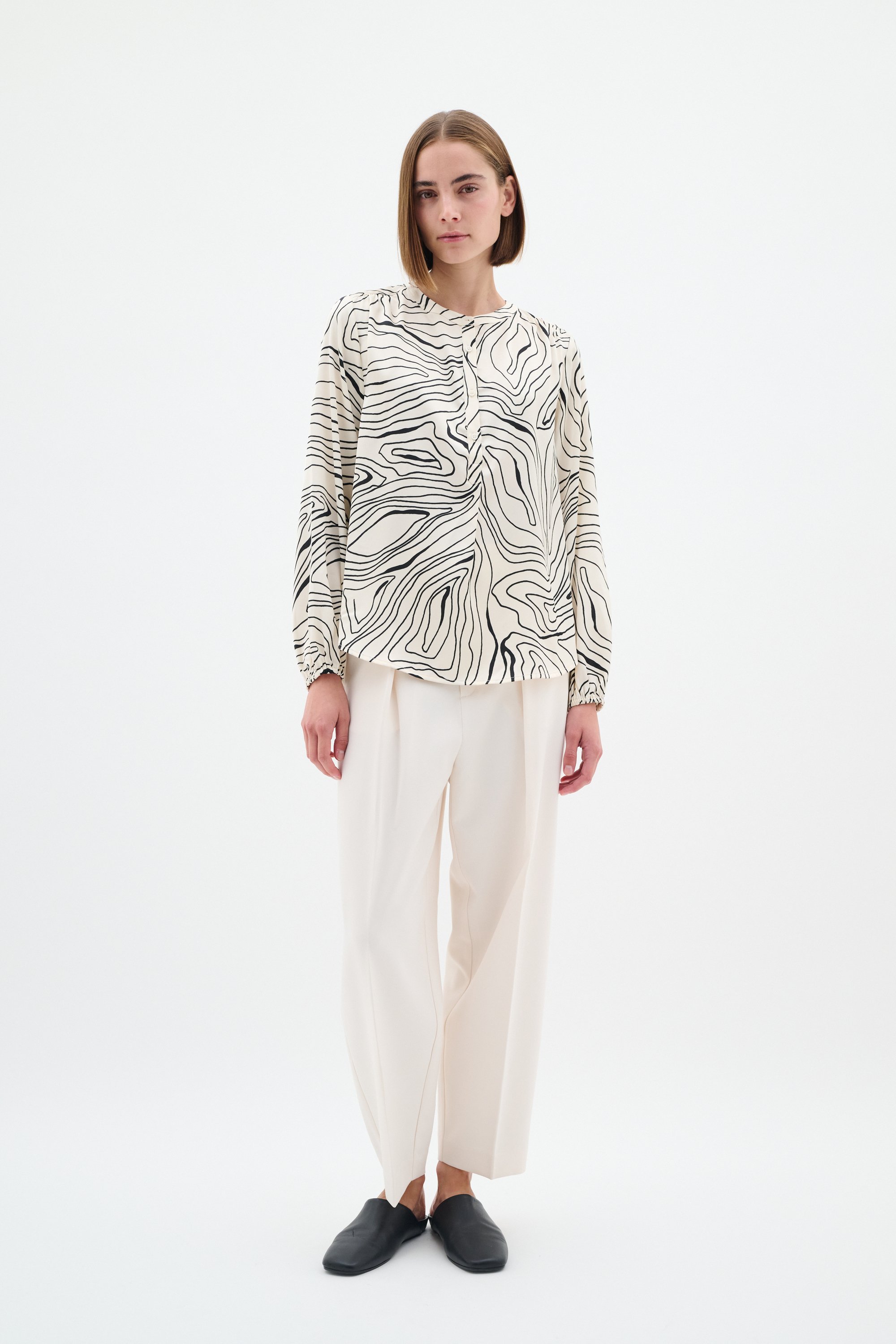 Langarm - Hemd Graphic Stripe white black