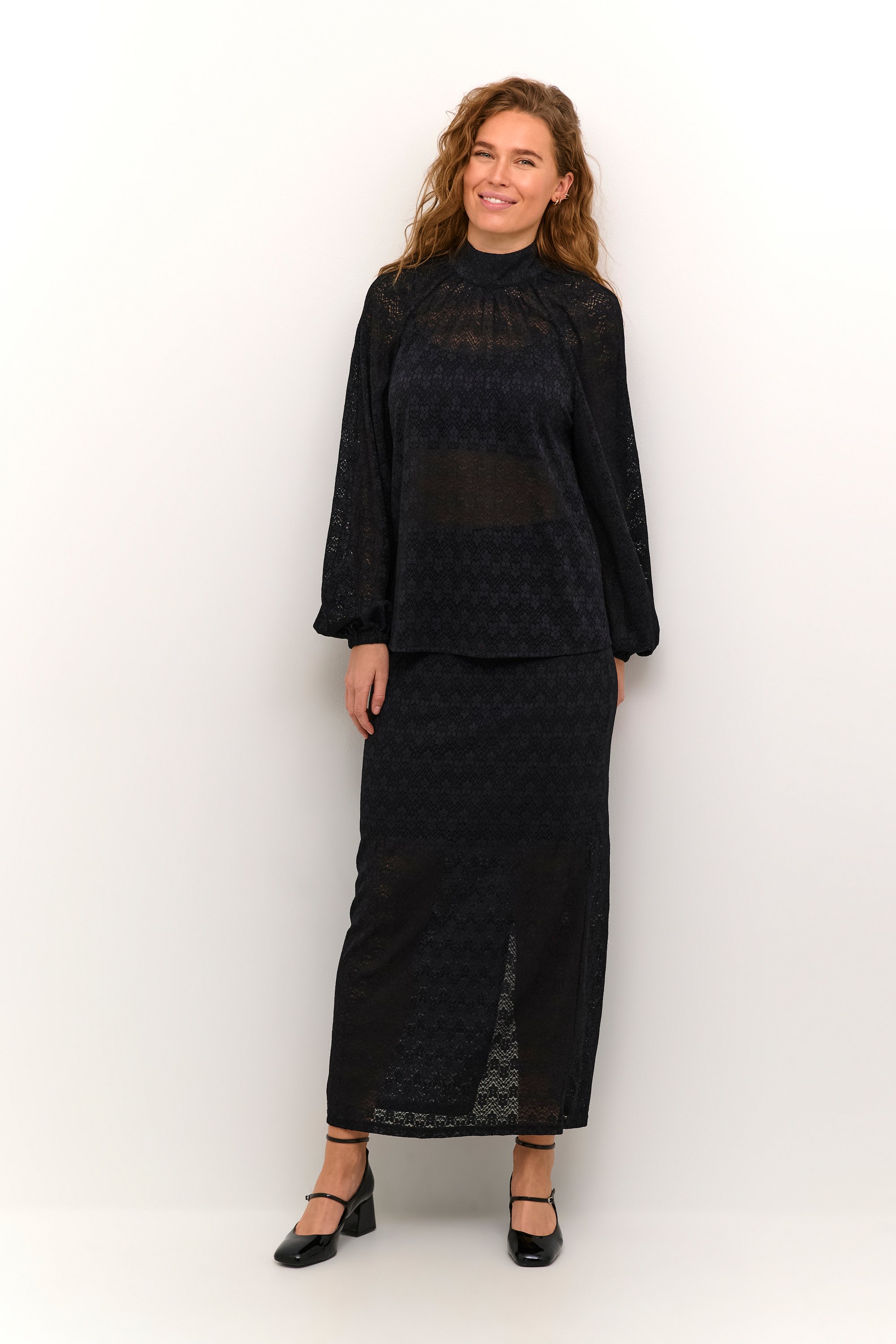 Langarm-Bluse Regular fit Black