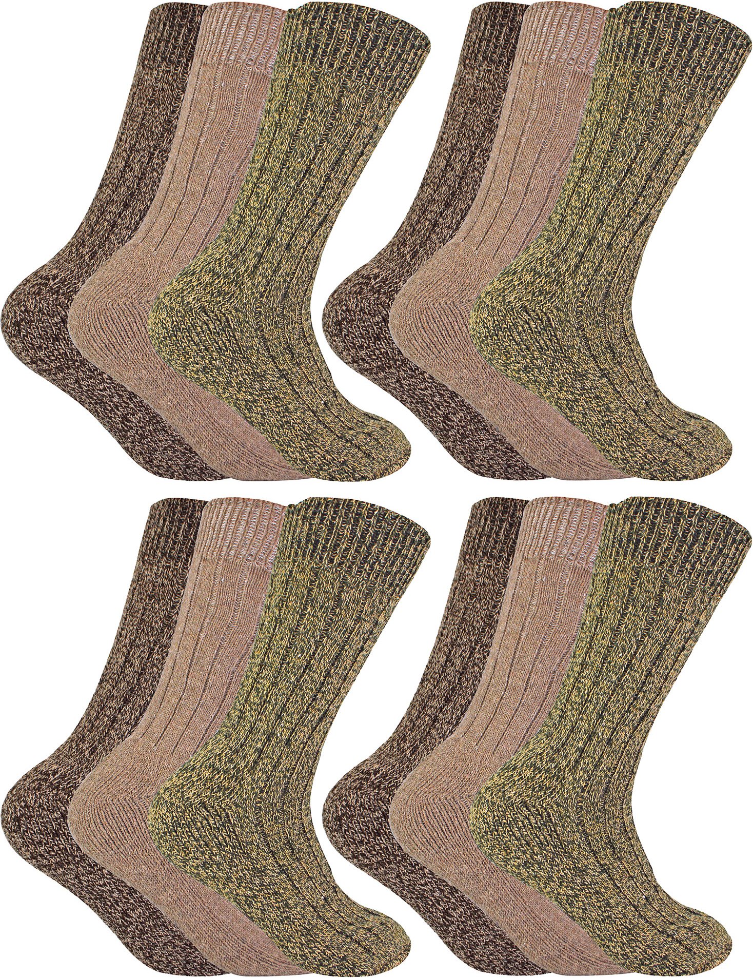 Socke Snob - 12 Paar Herren Wolle Boot Socken für Wandern - Braun