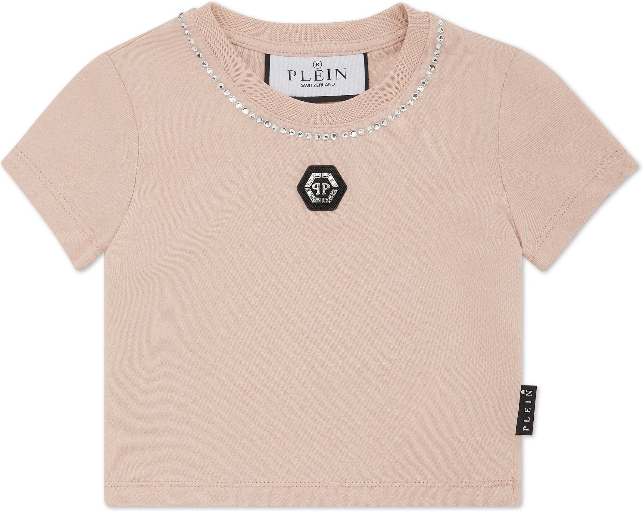 Cropped T-Shirt Strass Round Neck Ss